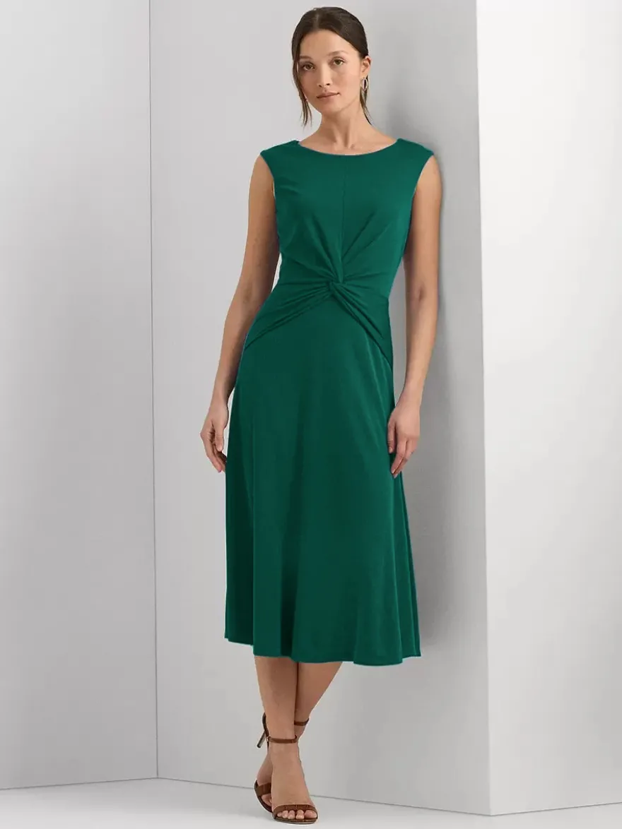 Robe mère à col bijou sans manches courte plissée robes d'invitées de mariage