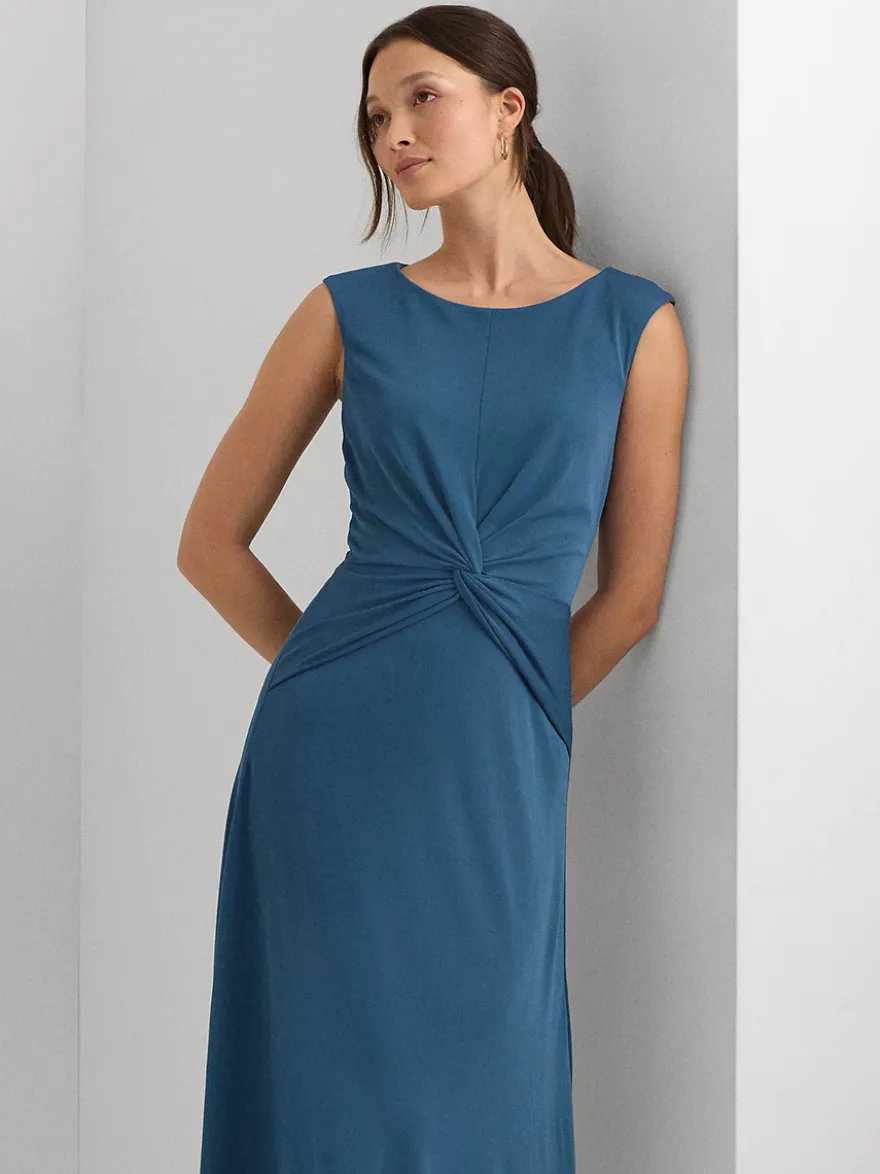 Robe mère à col bijou sans manches courte plissée robes d'invitées de mariage