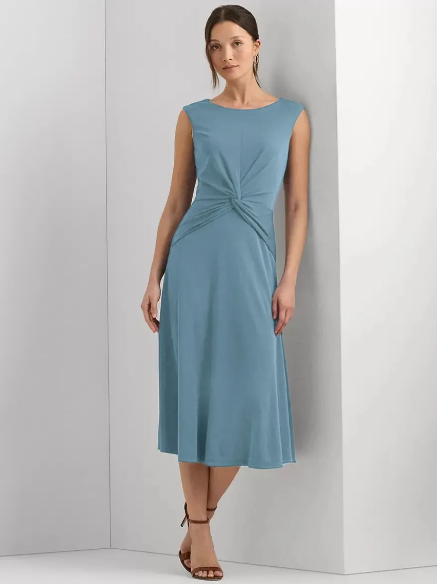Robe mère à col bijou sans manches courte plissée robes d'invitées de mariage