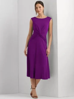 Robe mère à col bijou sans manches courte plissée robes d'invitées de mariage