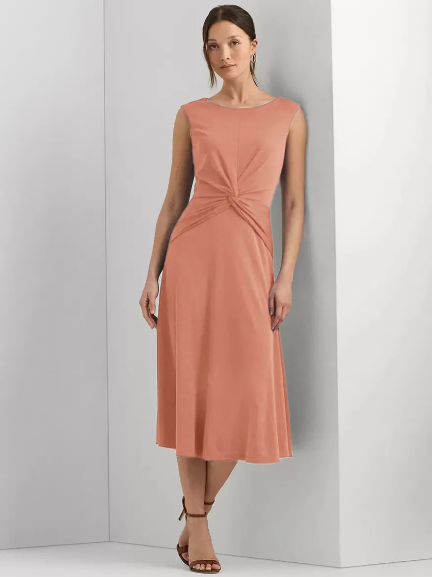 Robe mère à col bijou sans manches courte plissée robes d'invitées de mariage