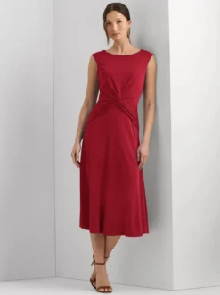 Robe mère à col bijou sans manches courte plissée robes d'invitées de mariage