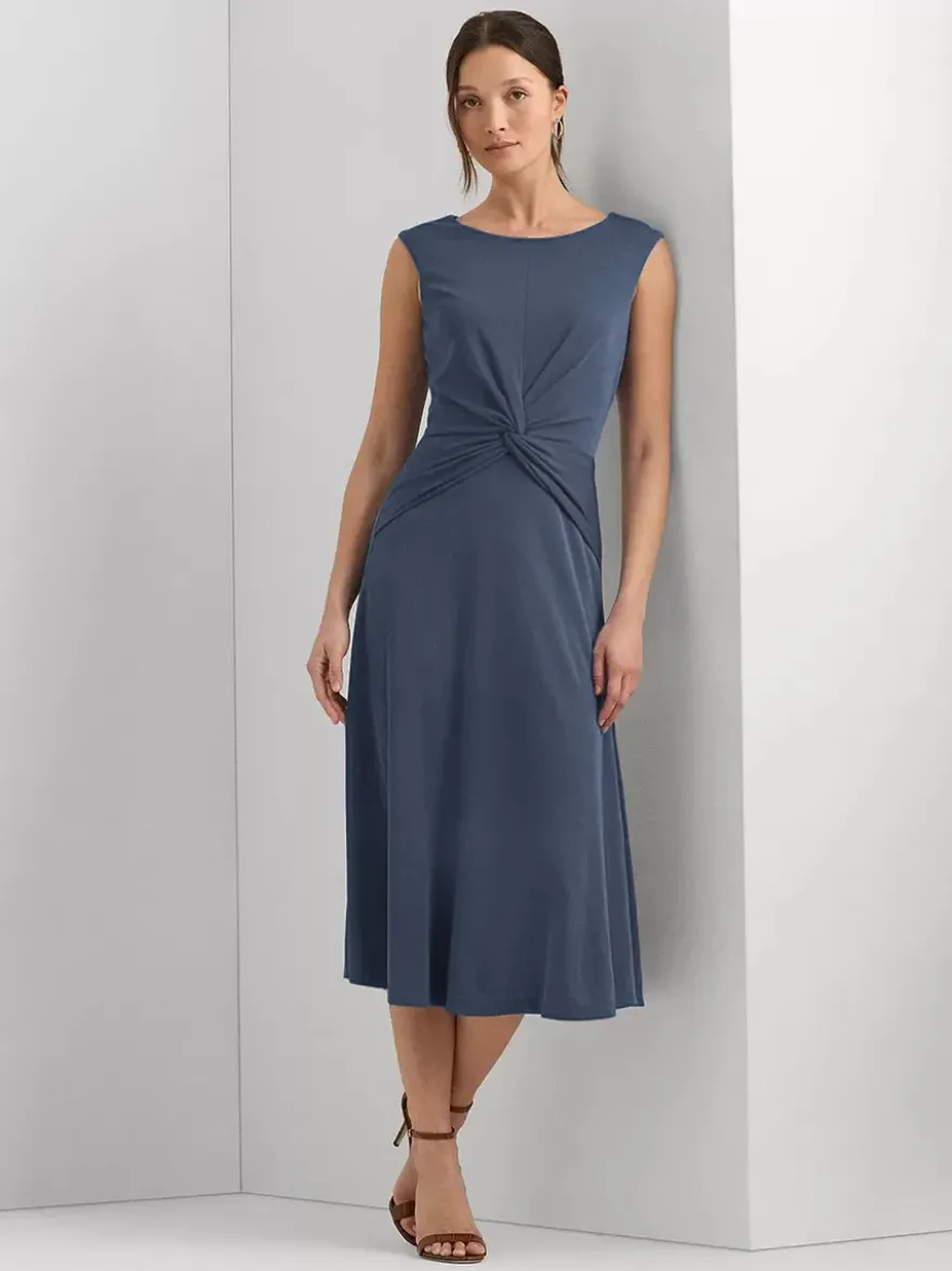 Robe mère à col bijou sans manches courte plissée robes d'invitées de mariage