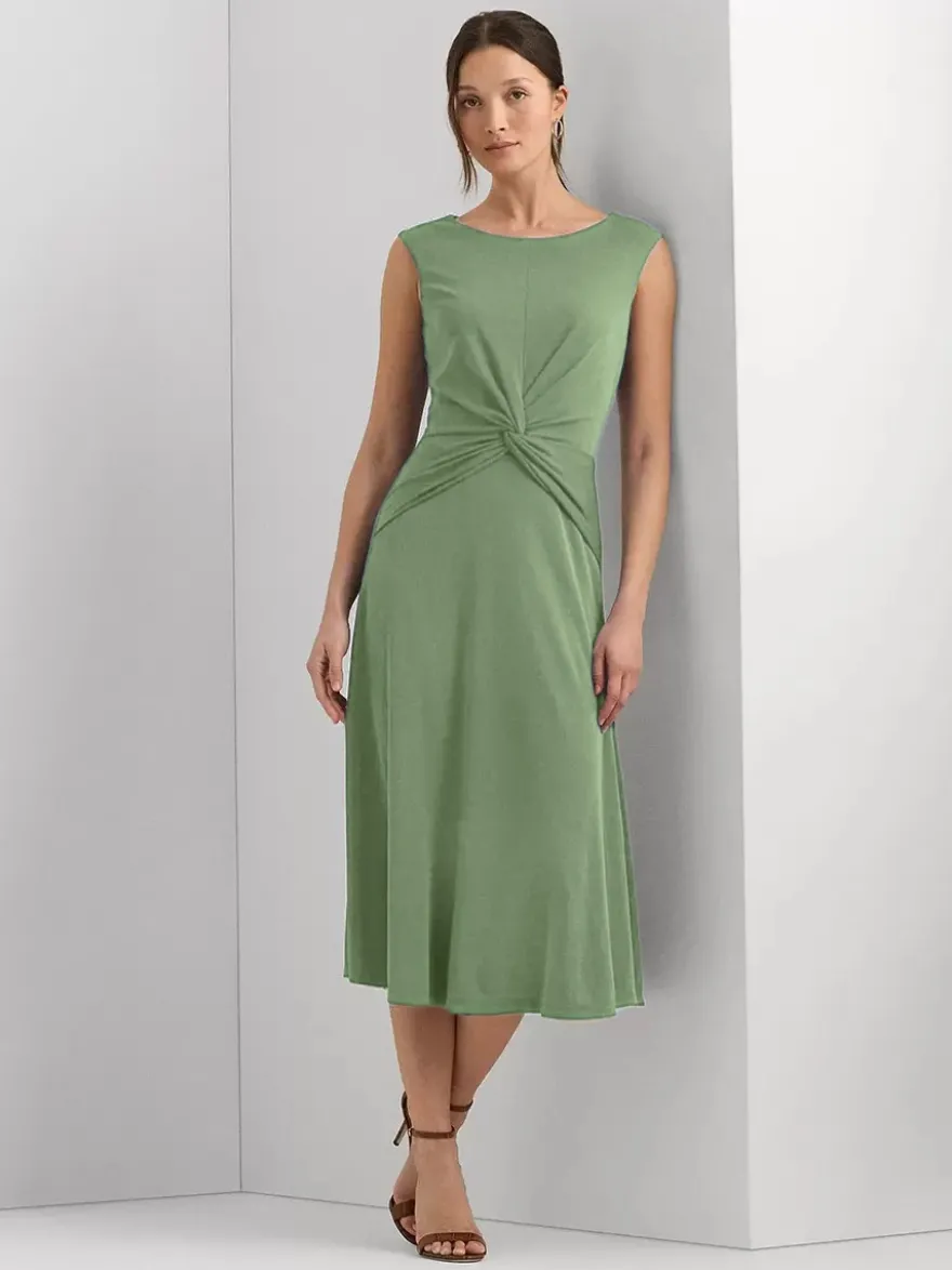 Robe mère à col bijou sans manches courte plissée robes d'invitées de mariage
