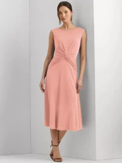 Robe mère à col bijou sans manches courte plissée robes d'invitées de mariage