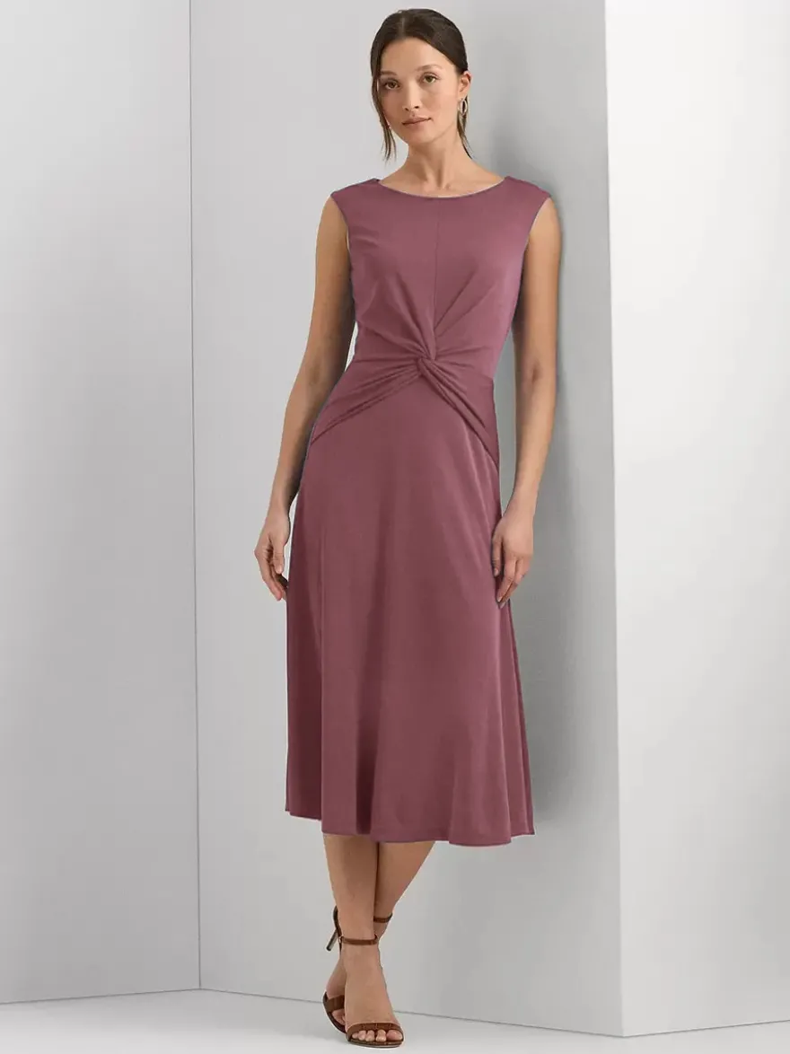 Robe mère à col bijou sans manches courte plissée robes d'invitées de mariage