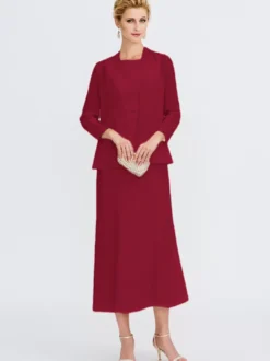 Robe mère à col bijou sans manches ligne a robes d'invitées de mariage perlées