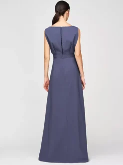 Robe mère de la mariée col bijou combinaison sans manches plissée longueur cheville robes d'invité pour mariage