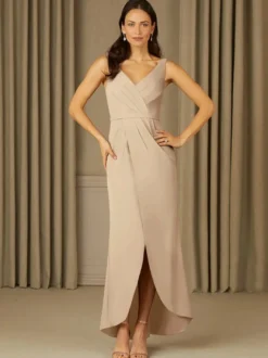 Robe mère de la mariée col en V sans manches en dentelle longueur au sol robes d'invitées de mariage