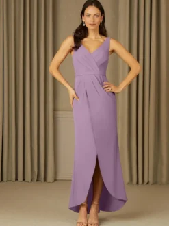 Robe mère de la mariée col en V sans manches en dentelle longueur au sol robes d'invitées de mariage