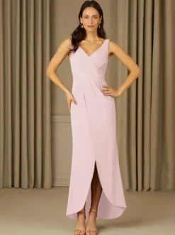 Robe mère de la mariée col en V sans manches en dentelle longueur au sol robes d'invitées de mariage