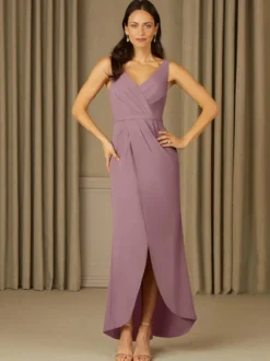 Robe mère de la mariée col en V sans manches en dentelle longueur au sol robes d'invitées de mariage