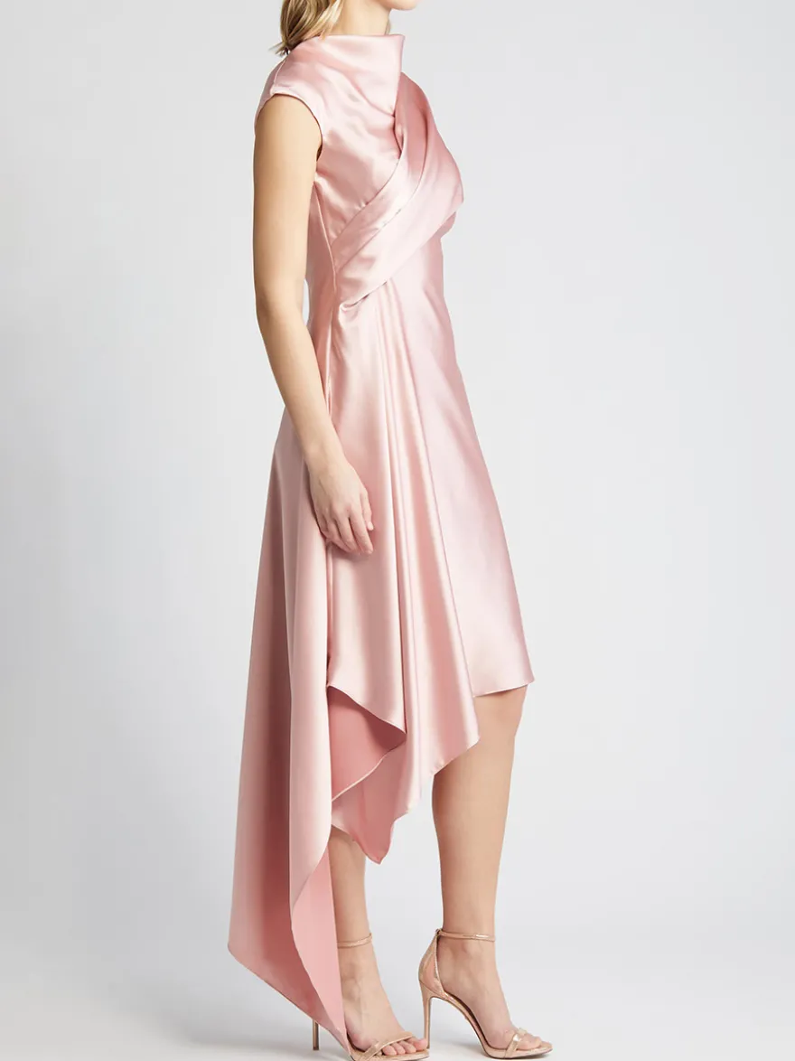 Robe mère de la mariée col haut sans manches ligne a plissée longueur aux genoux robes d'invitées pour mariage