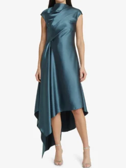 Robe mère de la mariée col haut sans manches ligne a plissée longueur aux genoux robes d'invitées pour mariage