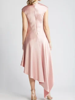 Robe mère de la mariée col haut sans manches ligne a plissée longueur aux genoux robes d'invitées pour mariage