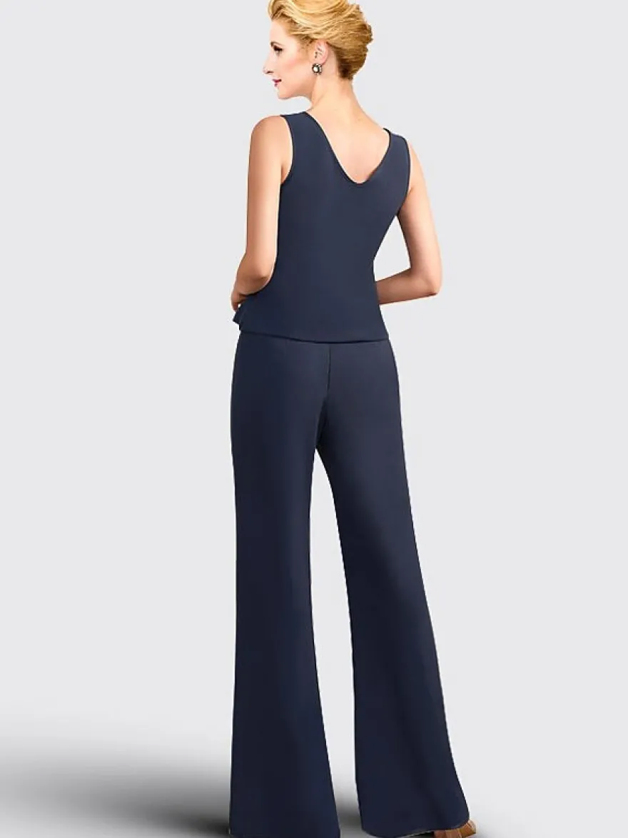 Robe mère de la mariée 3 pièces décolleté illusion manches 3/4 en dentelle pour invitée de mariage