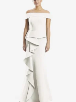 Robe mère de la sirène épaules dénudées sans manches à volants robes d'invitées de mariage