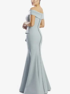 Robe mère de la sirène épaules dénudées sans manches à volants robes d'invitées de mariage