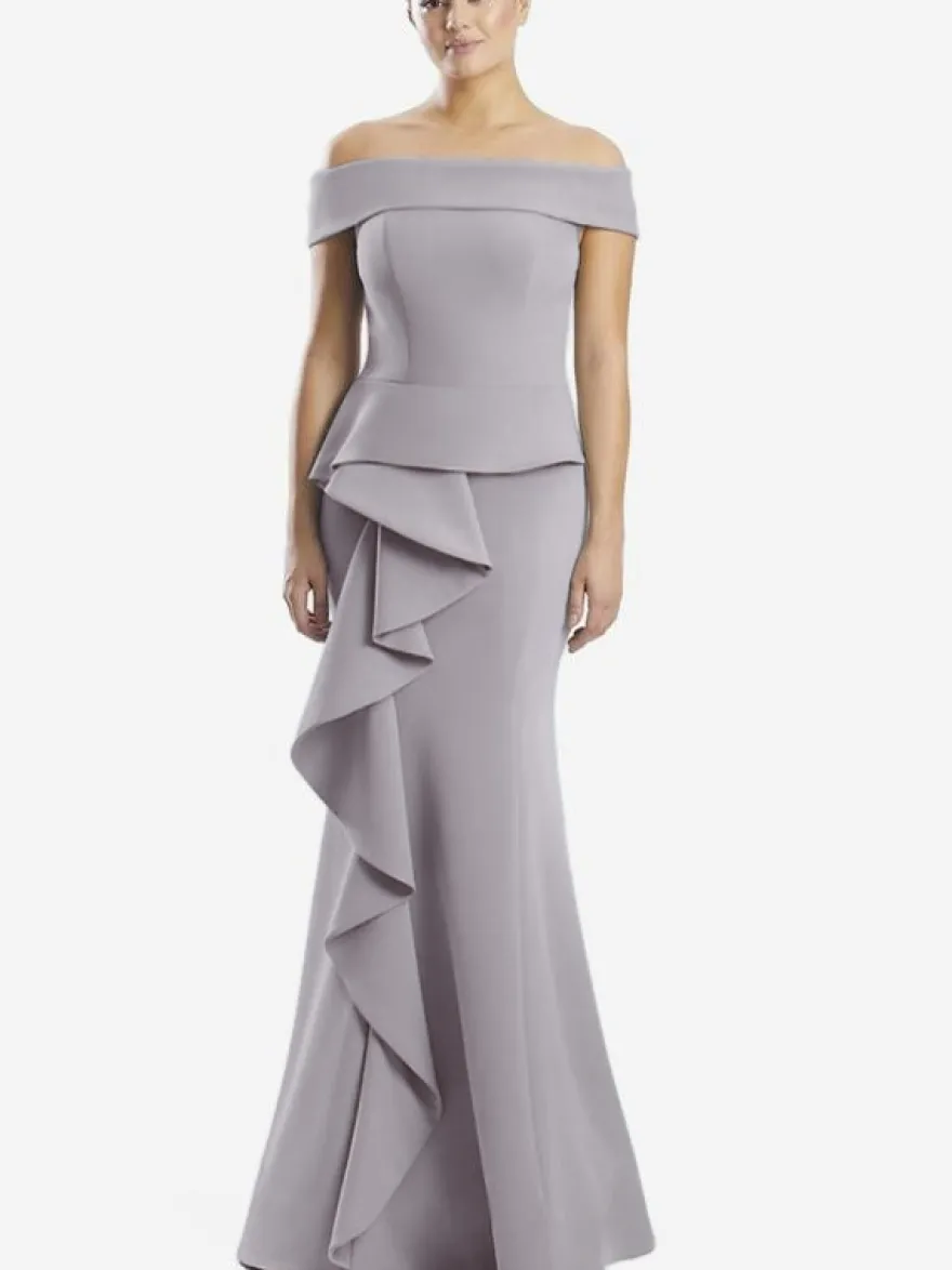 Robe mère de la sirène épaules dénudées sans manches à volants robes d'invitées de mariage