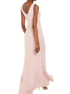 Robe mère de mariée samon rose en chiffon jupe plissée fendu Cadeau pour maman