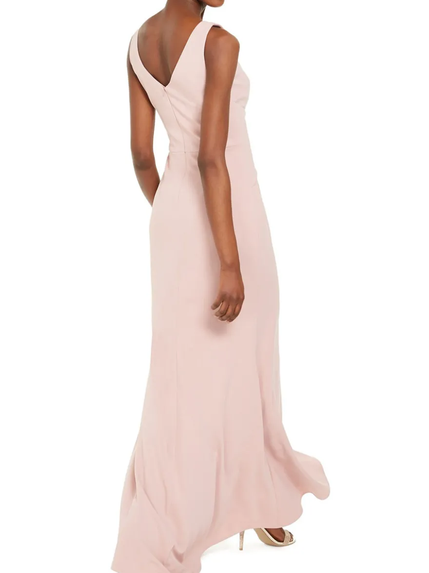 Robe mère de mariée samon rose en chiffon jupe plissée fendu Cadeau pour maman