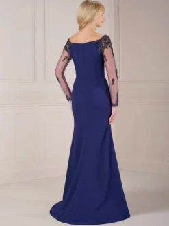 Robe mère manches illusion col bateau robe élégante longueur au sol