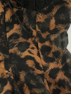 Robe nuisette courte imprimée léopard pour femme - Débardeur en dentelle marron style années 2000 coupe évasée - Idéale pour les soirées d'été en club (édition 2026)