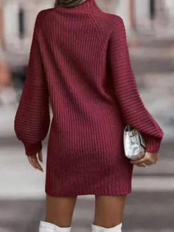 Robe Pull Tricotée Femmes En Acrylique Manches Longues Col Haut
