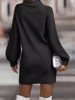 Robe Pull Tricotée Femmes En Acrylique Manches Longues Col Haut