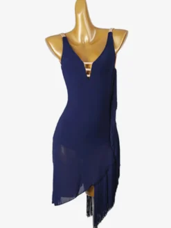 Robes de danse latine bleu marine foncé robe en Lycra et spandex pour femmes vêtements de danse Sexy pour danseuse latine