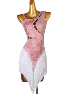 Robes de danse latine Costume de danse Lycra Spandex pour femme rose