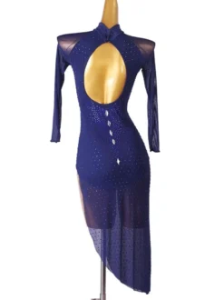 Robes de danse latine Dark Navy Sthingestones Bodyconn Sexy Sexy Polyester Robe Dancing Wear