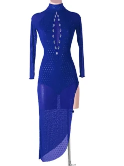 Robes de danse latine Dark Navy Sthingestones Bodyconn Sexy Sexy Polyester Robe Dancing Wear