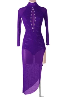 Robes de danse latine Dark Navy Sthingestones Bodyconn Sexy Sexy Polyester Robe Dancing Wear