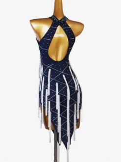 Robes de danse latine Deep Blue Women's Lycra Spandex Dress Latin Dancer Dance Wear