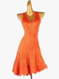 Robes De Danse Latine Orange Femmes Robe Frange Danseuse Latine Costume De Danse
