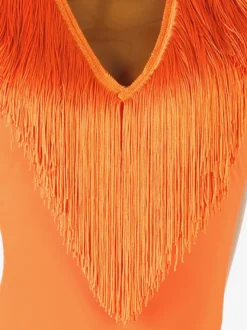 Robes De Danse Latine Orange Femmes Robe Frange Danseuse Latine Costume De Danse