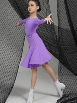 Robes de danse latine robe en Polyester fille verte Costume de danse de danseuse latine Sexy