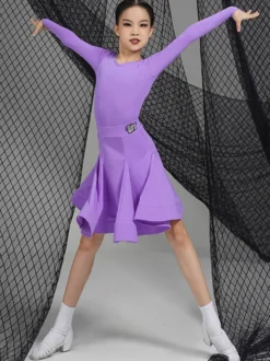 Robes de danse latine robe en Polyester fille verte Costume de danse de danseuse latine Sexy