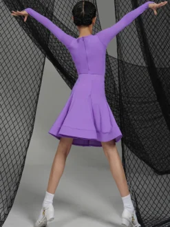 Robes de danse latine robe en Polyester fille verte Costume de danse de danseuse latine Sexy