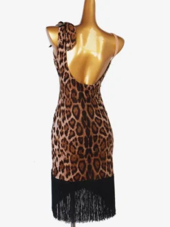 Robes de danse latine Robe léopard Lycra Spandex pour femme Vêtements de danse latine