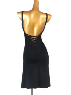 Robes de danse latine Robe noire en polyester pour femmes Vêtements de danse latine sexy