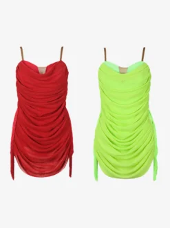 Robes de danse latine robe verte pour femmes robe Sexy en Polyester Costume de danse