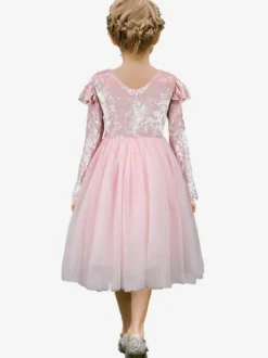 Robes de demoiselle d'honneur de mariage Robes pour occasions spéciales Rose Manches longues Volants