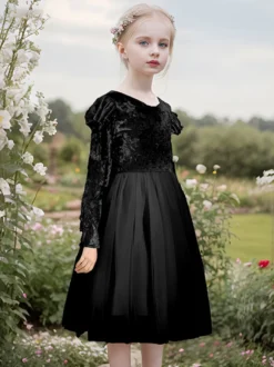 Robes de demoiselle d'honneur de mariage Robes pour occasions spéciales Rose Manches longues Volants