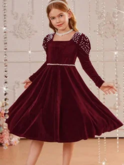Robes de demoiselle d'honneur de mariage Robes pour occasions spéciales Émeraudes Manches longues Perles