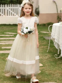 Robes de demoiselle d'honneur pour mariage robes de demoiselle d'honneur robes de soirée manches courtes ceinture à fleurs