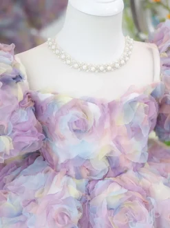 Robes de demoiselle d'honneur de mariage Robes pour occasions spéciales Manches courtes roses Volants