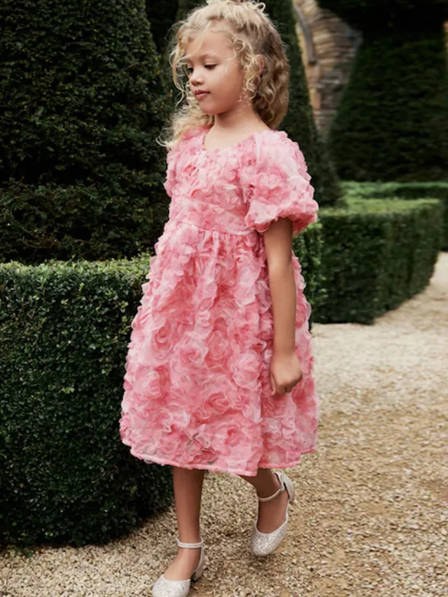 Robes de demoiselle d'honneur de mariage Robes pour occasions spéciales Manches courtes roses Volants