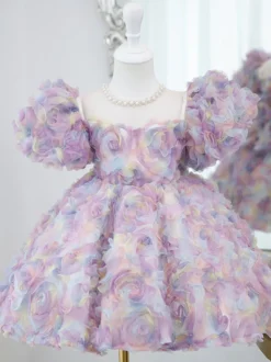 Robes de demoiselle d'honneur de mariage Robes pour occasions spéciales Manches courtes roses Volants